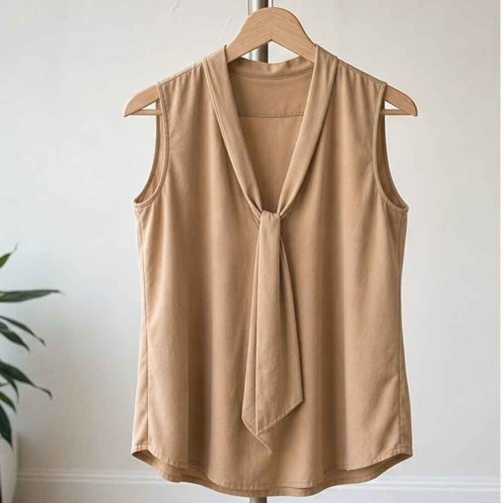 Camel V Neck Top